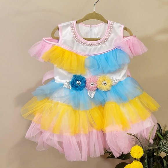 Kid's Multicolor Frock For 2-3 year old - Picture 1 of 2